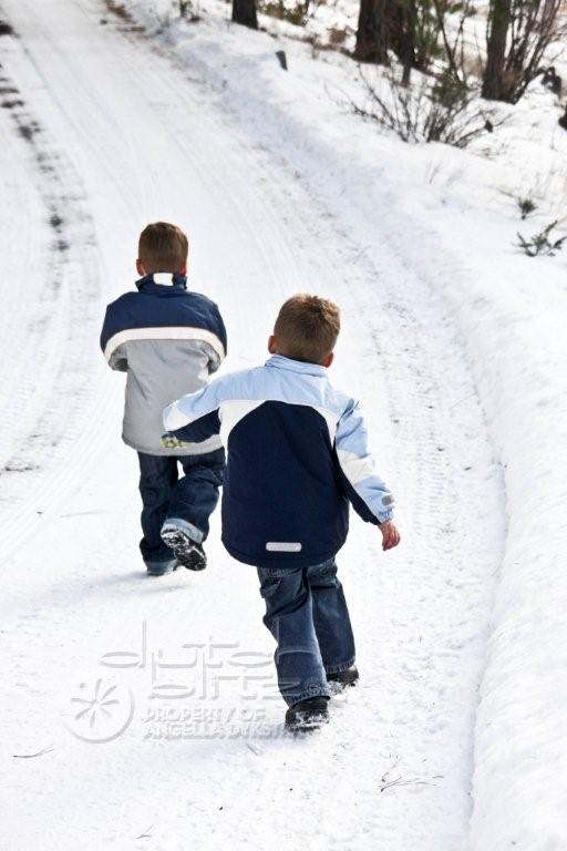 Running down the driveway